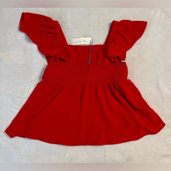 Red Ruffle Sleeve Top - Picture 7 of 7